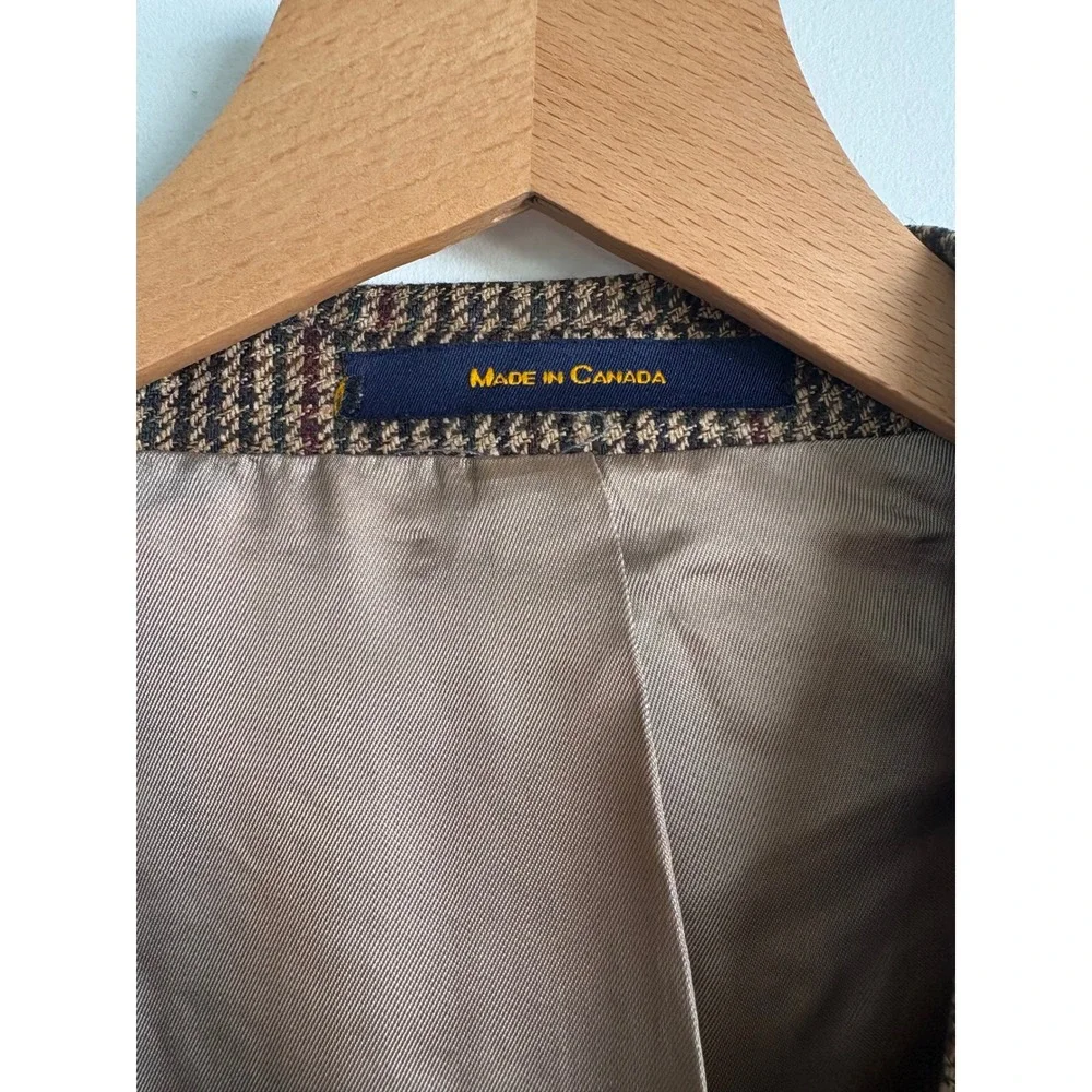 VTG Ralph Lauren Mens 40R Silk Wool Blazer Brown Houndstooth Sport Coat Canada